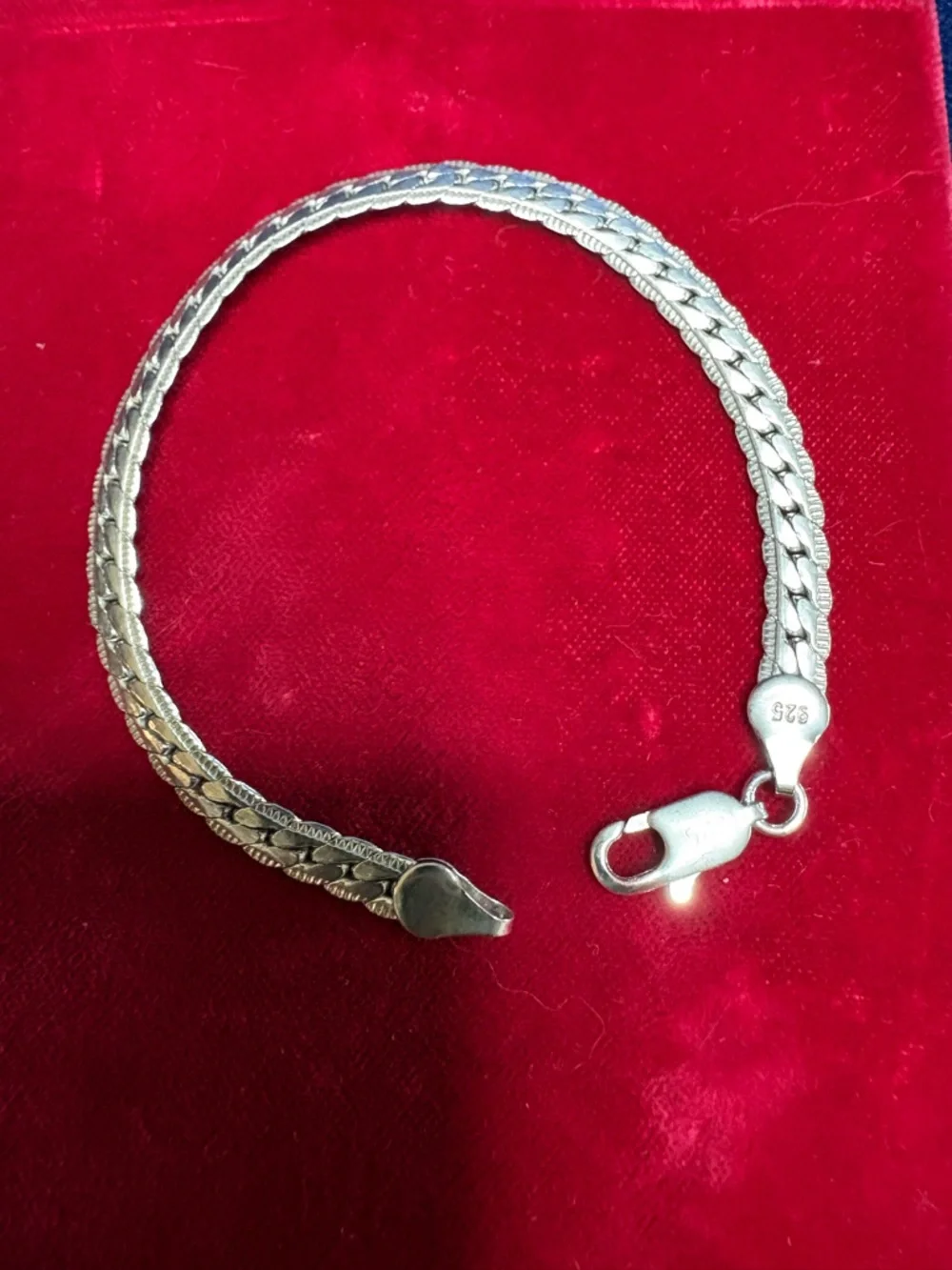 Bracelet 925 Sterling Silver Double Link Cuban Lobster Clasp 4.5 mm 7.5